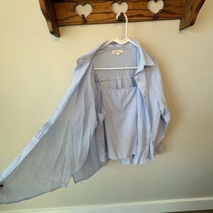 Miley Blue/White Texture Striped Button Up Shirt